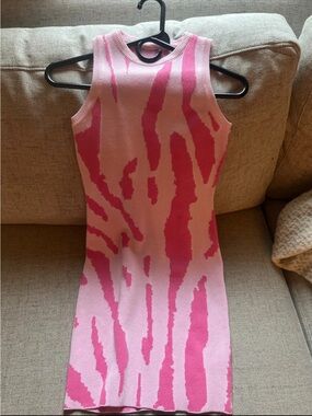 Amazon Essentials Pink Two-Tone Knit Tank Dress